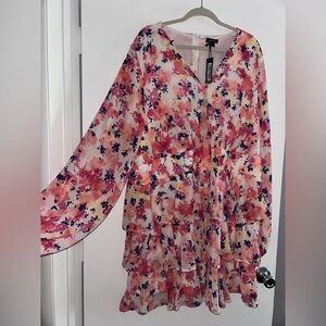 Plus size floral ruffle dress